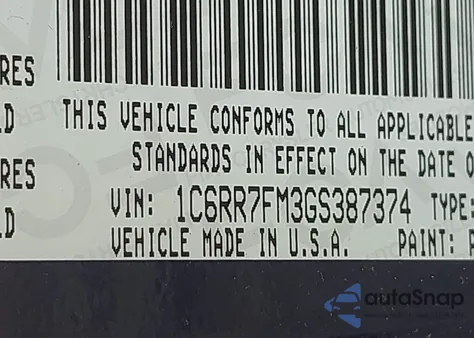 2016 Ram 1500 Tradesman z USA, uszkodzony, nr VIN 1C6RR7FM3GS387374